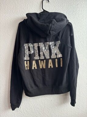 Y2K PINK Victoria’s Secret Hawaii Sequin Logo Black Hoodie Medium